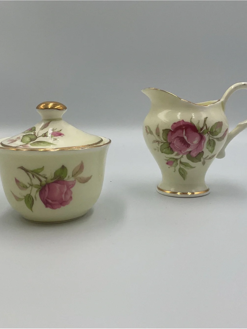 Vintage Royal Stewart Stevenson England Bone China Creamer & Sugar Set Roses